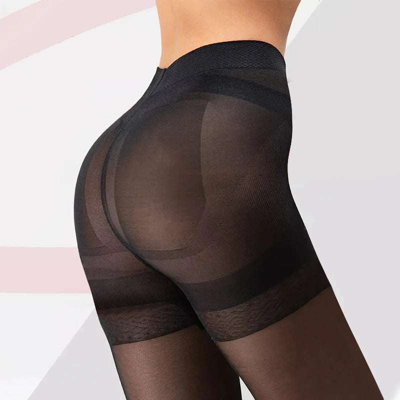 Black High Waist Control Top Tights for Women